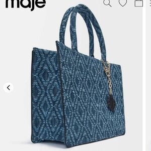 Maje Blue Geometric Tote Bag